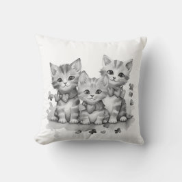 Cojín Decorativo Gatitos blancos y negros