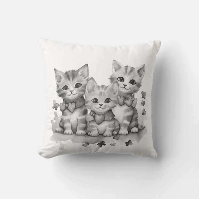 Cojín Decorativo Gatitos blancos y negros (Anverso)