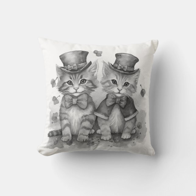 Cojín Decorativo Gatitos blancos y negros (Anverso)