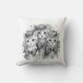 Cojín Decorativo Gatitos blancos y negros con arcos y gorras