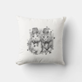 Cojín Decorativo Gatitos blancos y negros con gorras