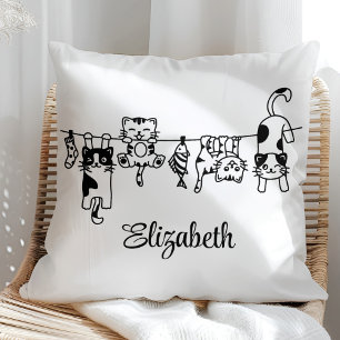 Cojín Decorativo Gatitos Colgantes Lindos Nombre Personalizado