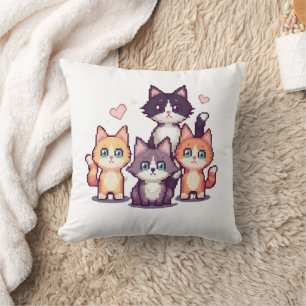 Cojín Decorativo Gatitos Coloridos Pixelados