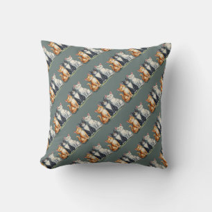 Cojín Decorativo Gatitos Cuidados Mirando Gris Feliz