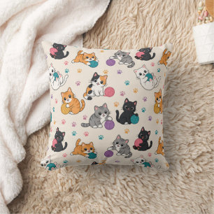 Cojín Decorativo Gatitos de dibujos animados con hilo