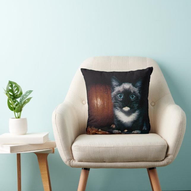 Cojín Decorativo Gatitos y calabaza para Halloween (Silla)