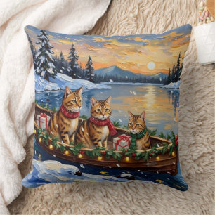Cojín Decorativo Gato Abisinio Navidad Barco Fiesta