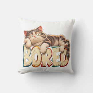 Cojín Decorativo Gato Aburrido Humor Divertido Pereza