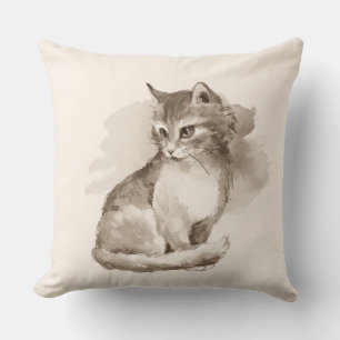 Cojín Decorativo Gato. Acuarela