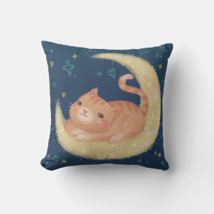 Cojín Decorativo Gato Adorable en la Luna