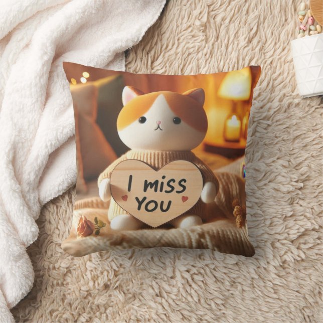 Cojín Decorativo Gato Adorable Enjuiciado con mensaje de corazón (Manta)