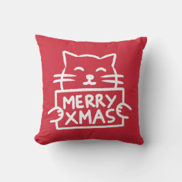 Cojín Decorativo Gato Adorable Feliz Navidad