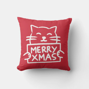 Cojín Decorativo Gato Adorable Feliz Navidad