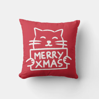 Cojín Decorativo Gato Adorable Feliz Navidad