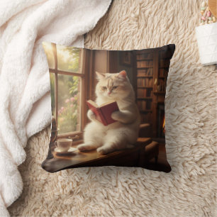 Cojín Decorativo Gato Adorable Leyendo
