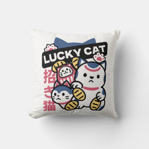 Cojín Decorativo Gato Afortunado Maneki Neko – Gato de la Fortuna J