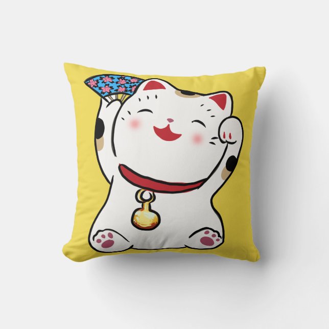 Cojín Decorativo Gato afortunado Maneki Neko Pillow (Anverso)
