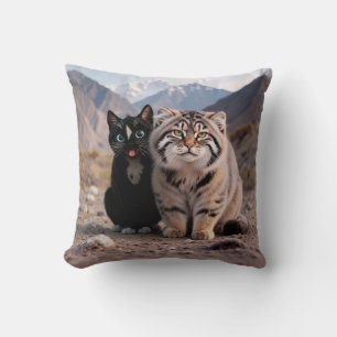 Cojín Decorativo Gato alegre vs. Gato gruñón - Humor
