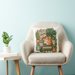 Cojín Decorativo Gato Amante de Plantas Adorable – Las Plantas Me H
