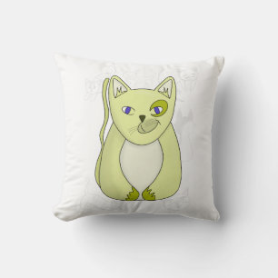 Cojín Decorativo Gato amarillo con funda de Duvet de sonrisa travie