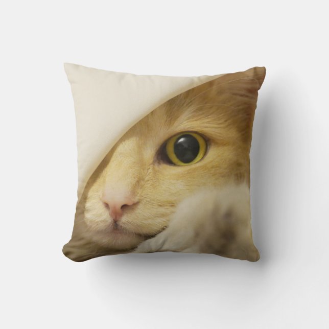 Cojín Decorativo Gato amarillo mirando hacia fuera (Anverso)