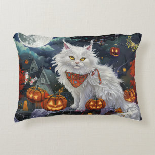Cojín Decorativo Gato Angora Turco Halloween Espeluznante