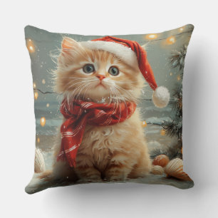 Cojín Decorativo Gato Angora Turco Navidad Vintage Playa