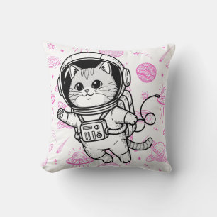 Cojín Decorativo Gato Astronauta Lindo Patrón Espacial Personalizad