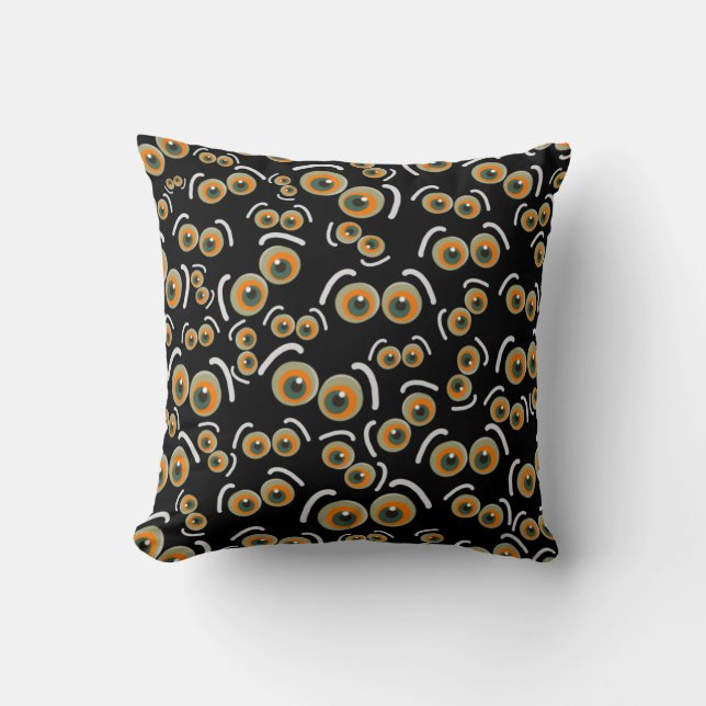 Cojín Decorativo Gato Asustadizo Halloween Ojos de Murciélago Boo (Anverso)