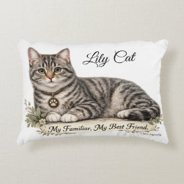 Cojín Decorativo Gato Atigrado Familiar de Bruja Personalizado Mejo