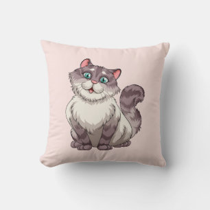 Cojín Decorativo Gato Atigrado Gris Lindo Regalo Gatito Rosa Amante