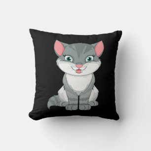 Cojín Decorativo Gato atigrado gris negro Gatito de dibujos animado