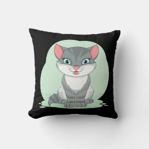 Cojín Decorativo Gato Atigrado Gris Negro Gatito Lindo Gato de Dibu