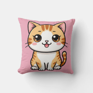 Cojín Decorativo Gato Atigrado Naranja Dibujo Animado Lindo