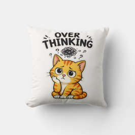 Cojín Decorativo Gato Atigrado Naranja Divertido y Pensativo