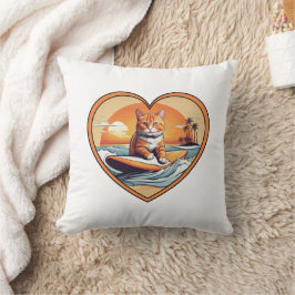 Cojín Decorativo Gato Atigrado Naranja Surfando