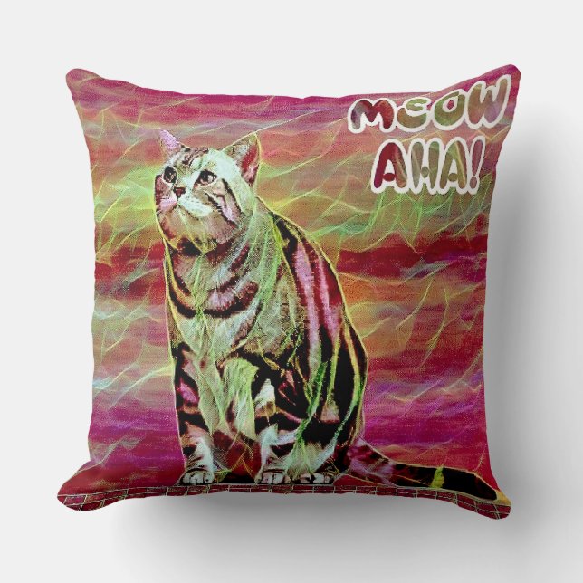 Cojín Decorativo Gato atigrado plateado (Anverso)