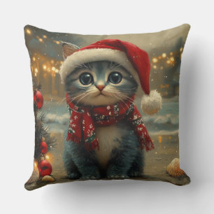 Cojín Decorativo Gato Azul Oriental Navideño Vintage Playa
