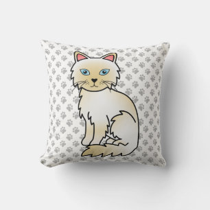 Cojín Decorativo Gato Birman / Ragdoll de color crema y patas linda