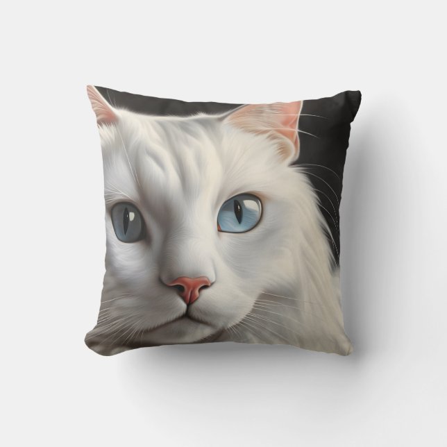 Cojín Decorativo Gato blanco (Anverso)