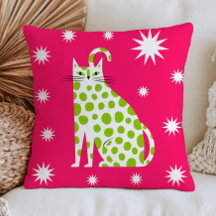 Gato Blanco con Lunares Verdes sobre Felino Modern