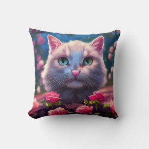 COJÍN DECORATIVO GATO BLANCO GRANDES OJOS KITTY CAT PILLOW