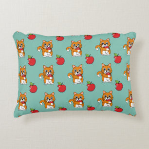 Cojín Decorativo Gato blanco Naranja lindo comiendo Personalizado d