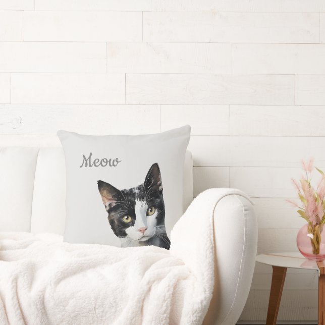 Cojín Decorativo Gato blanco negro de carne (Sofá)