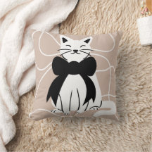 Gato blanco y negro con línea abstracta