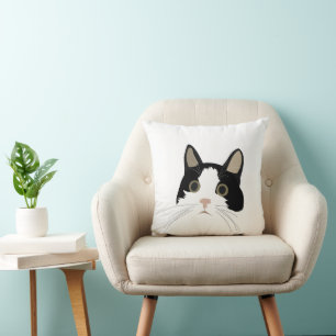 Cojín Decorativo Gato blanco y negro lindo