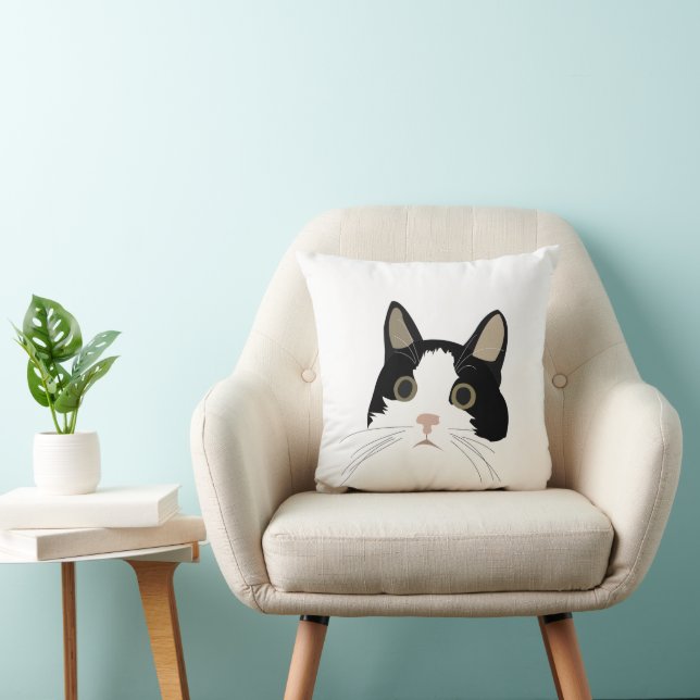 Cojín Decorativo Gato blanco y negro lindo (Silla)