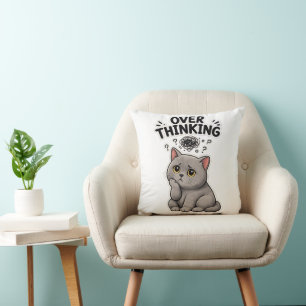 Cojín Decorativo Gato British Shorthair Divertido y Pensativo 