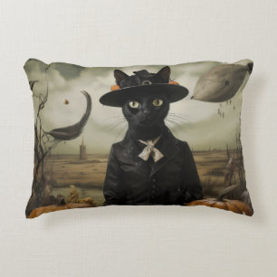 Cojín Decorativo Gato Bruja con Calabazas 