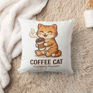Cojín Decorativo Gato Café Exprésate Gatito Lindo